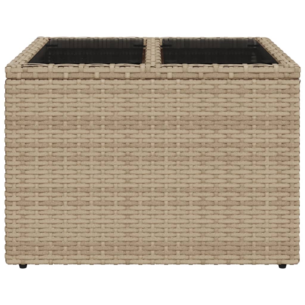 Tavolo da Giardino Piano in Vetro Beige 55x55x37 cm Polyrattan 366058