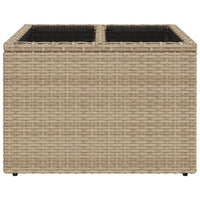 Tavolo da Giardino Piano in Vetro Beige 55x55x37 cm Polyrattan 366058