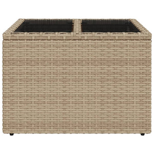 Tavolo da Giardino Piano in Vetro Beige 55x55x37 cm Polyrattan 366058