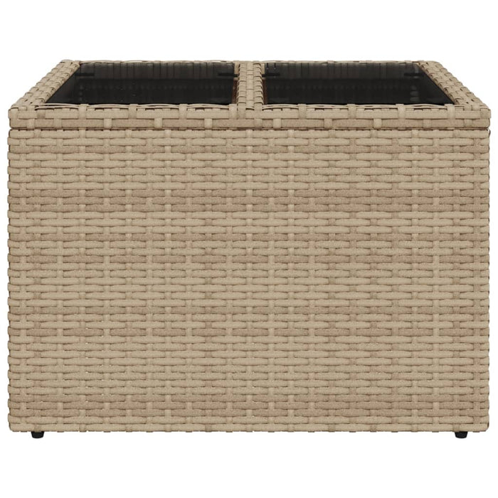 Tavolo da Giardino Piano in Vetro Beige 55x55x37 cm Polyrattan 366058