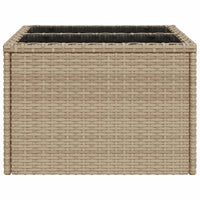 Tavolo da Giardino Piano in Vetro Beige 55x55x37 cm Polyrattan 366058