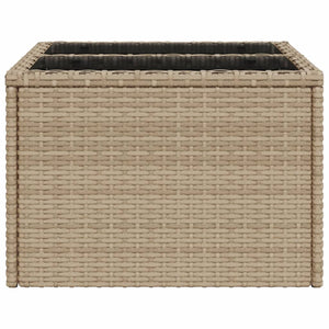 Tavolo da Giardino Piano in Vetro Beige 55x55x37 cm Polyrattan 366058