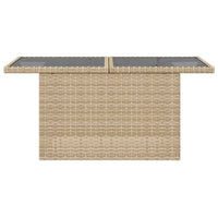 Tavolo da Giardino Piano in Vetro Beige 100x55x73 cm Polyrattan