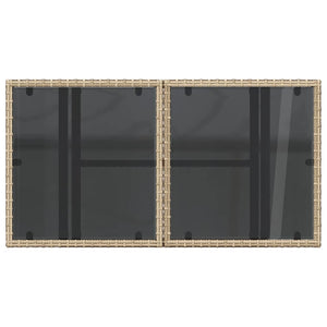 Tavolo da Giardino Piano in Vetro Beige 100x55x73 cm Polyrattan 366059