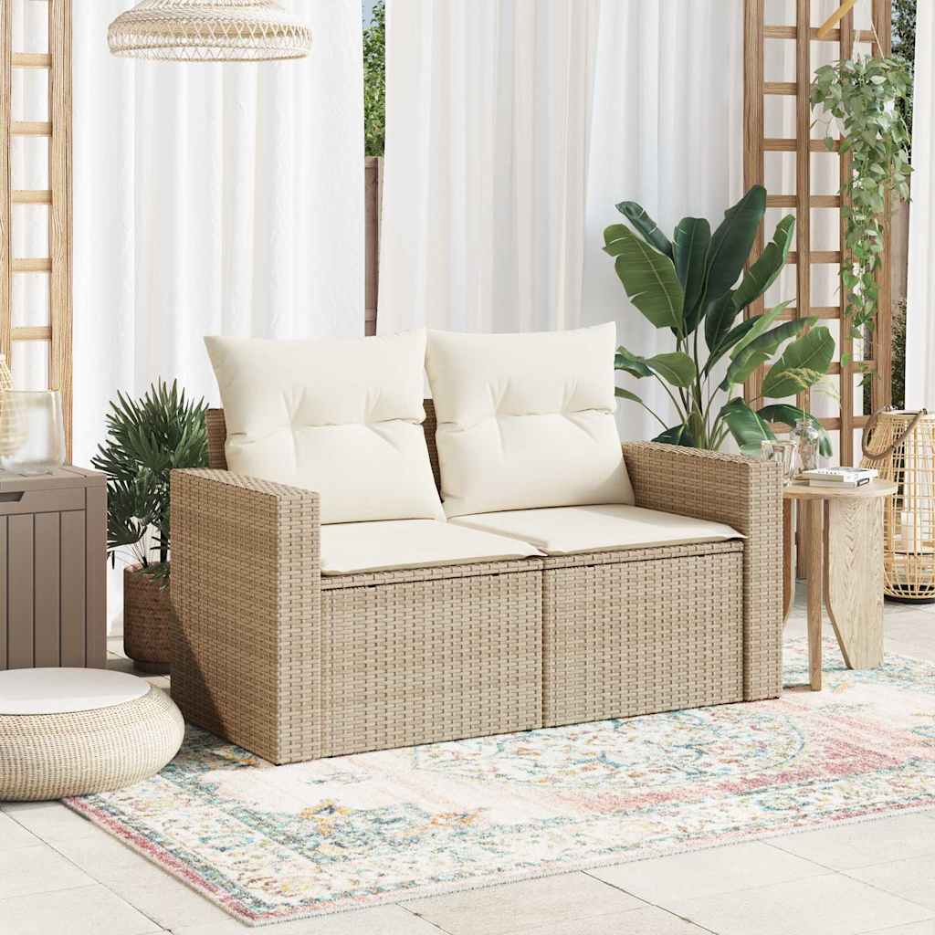 Divano da Giardino con Cuscini a 2 Posti Beige in Polyrattancod mxl 111105