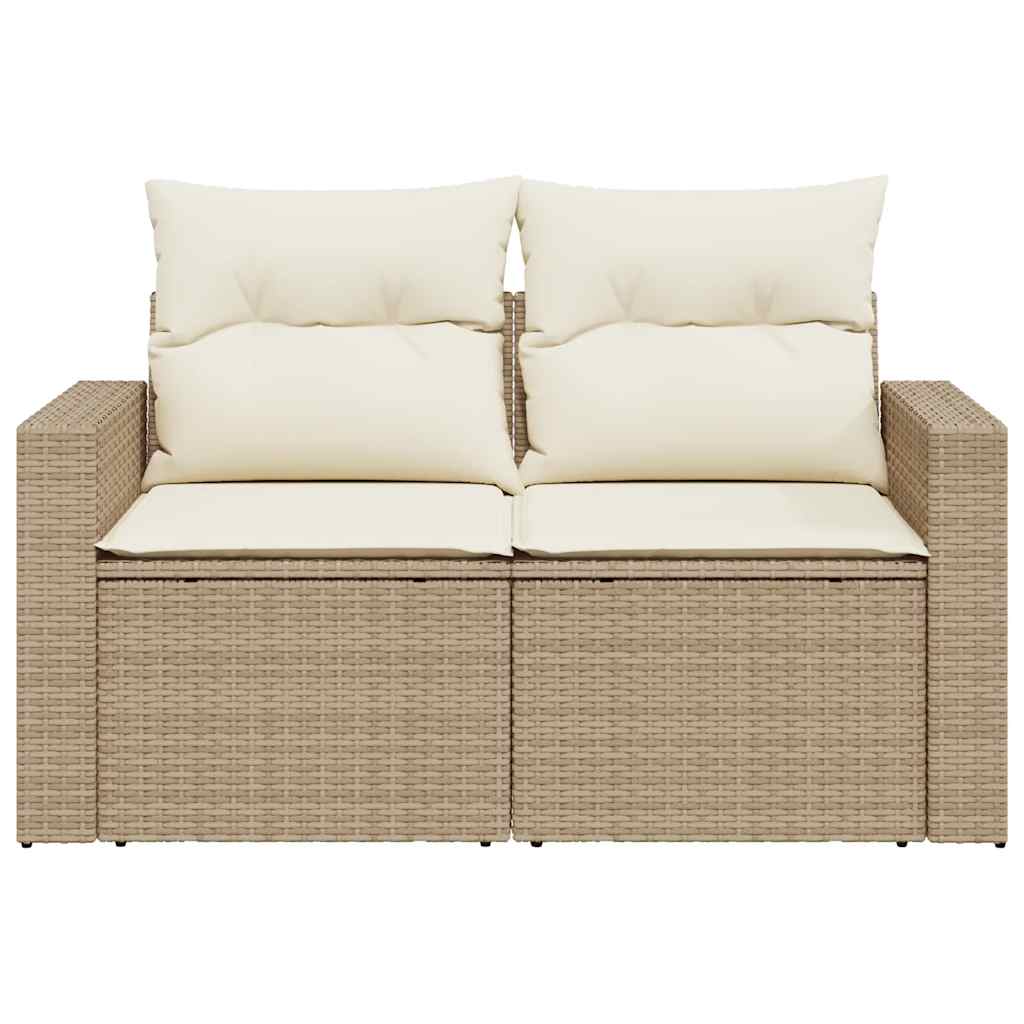 Divano da Giardino con Cuscini a 2 Posti Beige in Polyrattan 366060