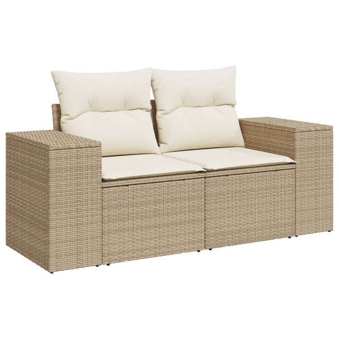 Divano da Giardino con Cuscini a 2 Posti Beige in Polyrattan 366063