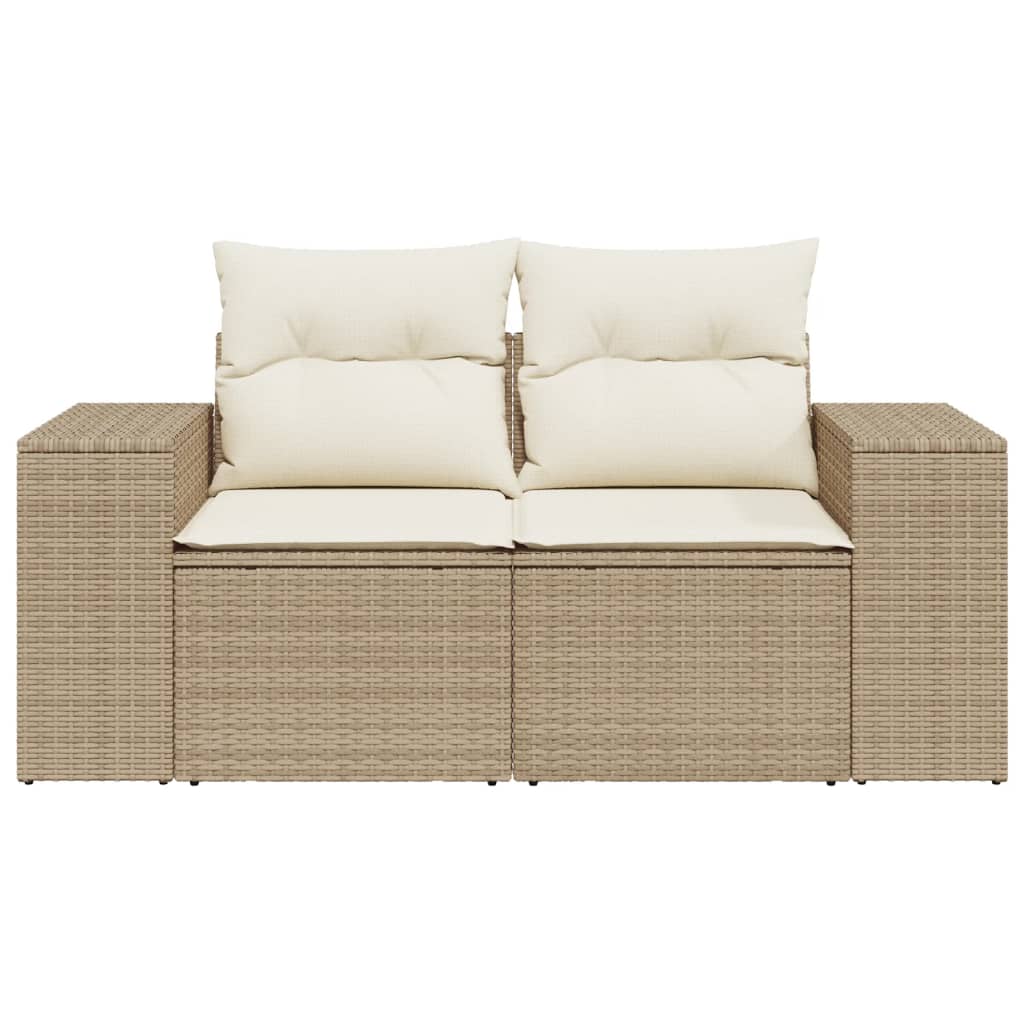 Divano da Giardino con Cuscini a 2 Posti Beige in Polyrattan 366063
