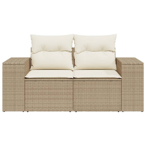 Divano da Giardino con Cuscini a 2 Posti Beige in Polyrattan 366063