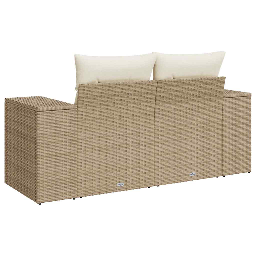 Divano da Giardino con Cuscini a 2 Posti Beige in Polyrattan 366063