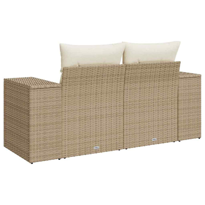 Divano da Giardino con Cuscini a 2 Posti Beige in Polyrattan 366063