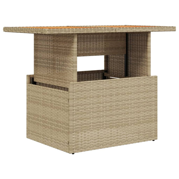 Tavolo da Giardino Beige 100x55x73 cm Polyrattan e Legno Acacia 366065