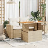 Tavolo da Giardino Beige 100x55x73 cm Polyrattan e Legno Acacia 366065