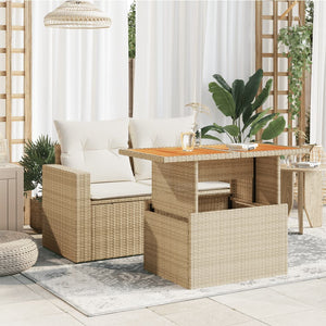 Tavolo da Giardino Beige 100x55x73 cm Polyrattan e Legno Acacia 366065