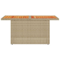 Tavolo da Giardino Beige 100x55x73 cm Polyrattan e Legno Acacia 366065