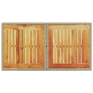 Tavolo da Giardino Beige 100x55x73 cm Polyrattan e Legno Acacia 366065