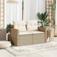 Divano da Giardino con Cuscini a 2 Posti Beige in Polyrattan 366066