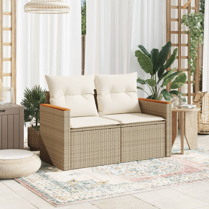 Divano da Giardino con Cuscini a 2 Posti Beige in Polyrattan 366066