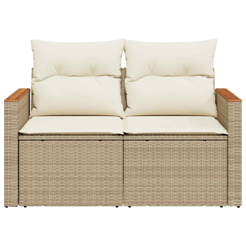 Divano da Giardino con Cuscini a 2 Posti Beige in Polyrattan 366066