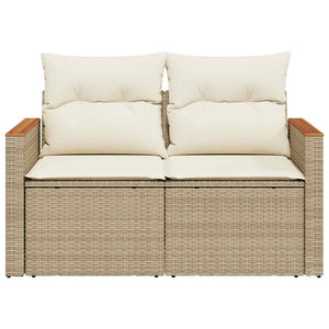Divano da Giardino con Cuscini a 2 Posti Beige in Polyrattan 366066