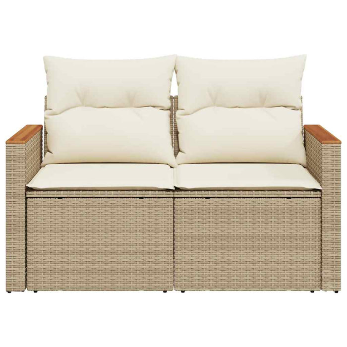 Divano da Giardino con Cuscini a 2 Posti Beige in Polyrattan 366066