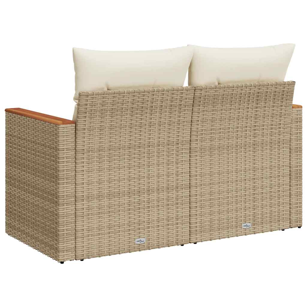 Divano da Giardino con Cuscini a 2 Posti Beige in Polyrattan 366066