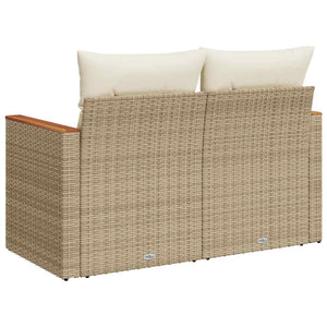 Divano da Giardino con Cuscini a 2 Posti Beige in Polyrattan 366066