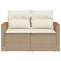 Divano da Giardino con Cuscini a 2 Posti Beige in Polyrattan