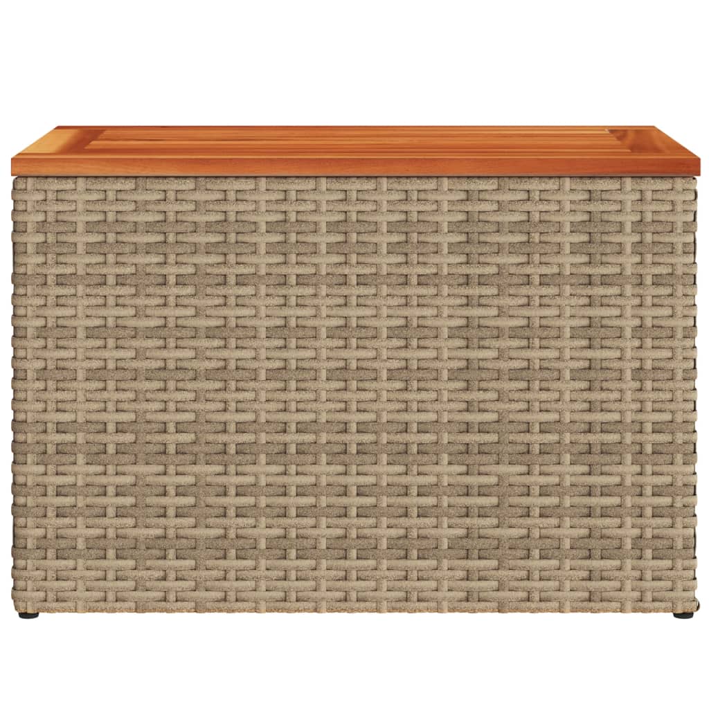 Tavolini Giardino 2pz Beige 55x34x37 Polyrattan Legno Massello 366069
