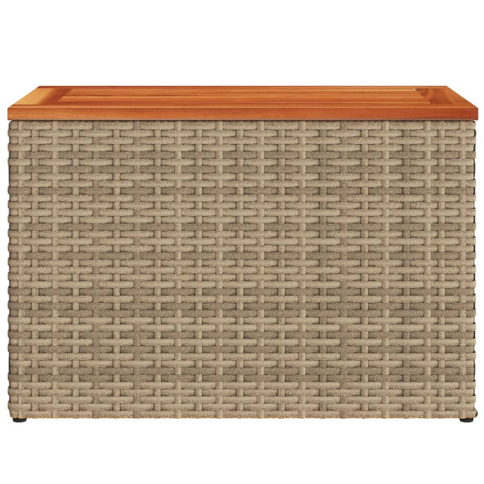 Tavolini Giardino 2pz Beige 55x34x37 Polyrattan Legno Massello 366069