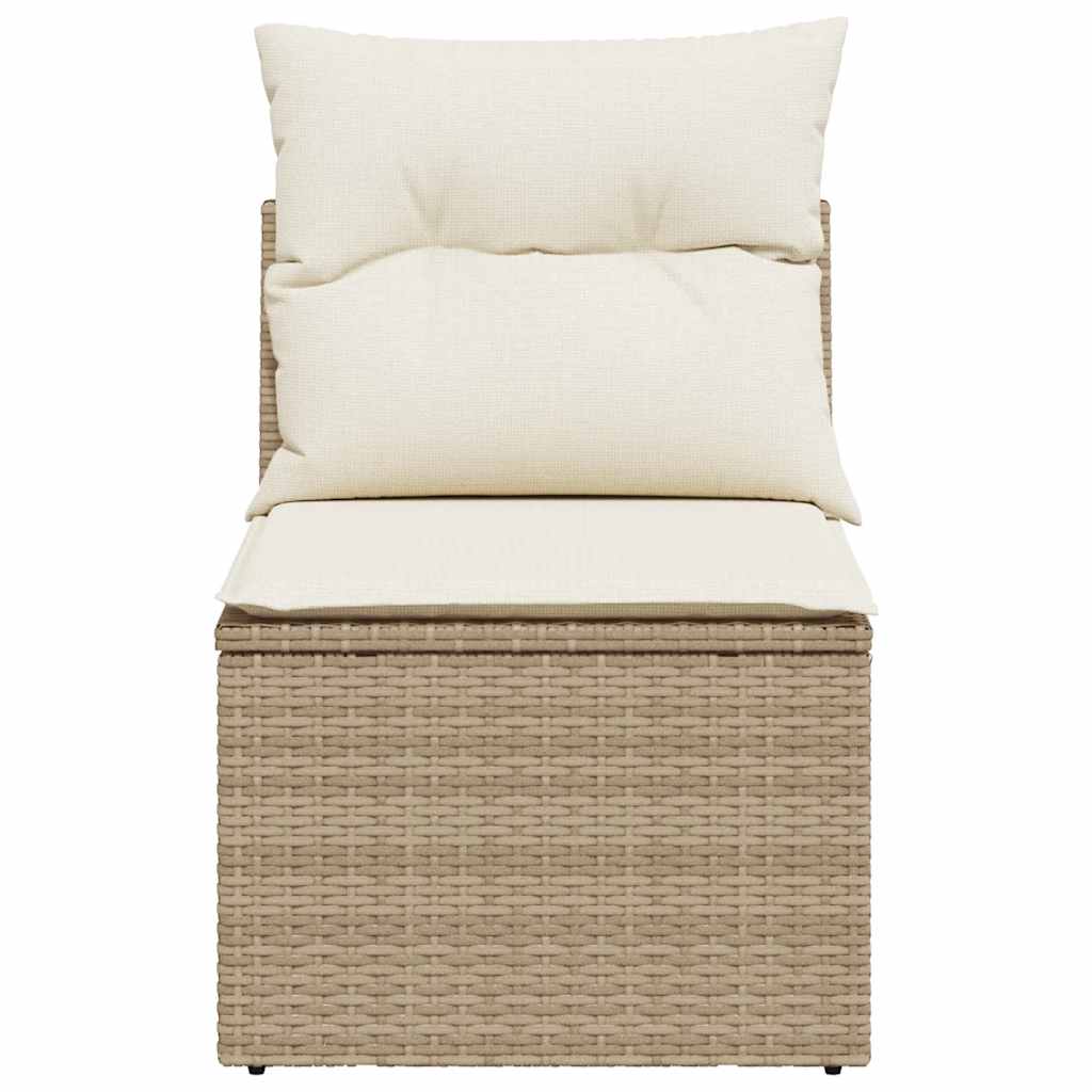 Sedia Giardino Senza Braccioli con Cuscini Beige in Polyrattan 366073