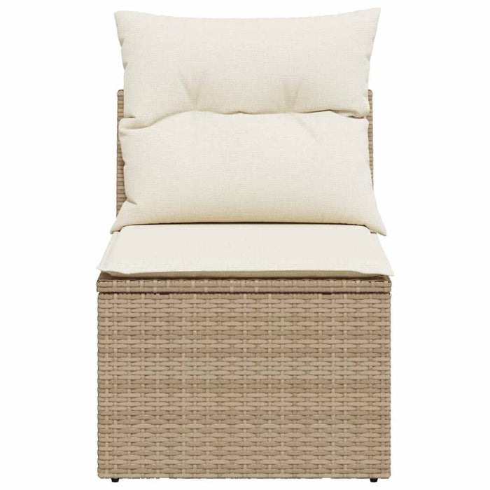 Sedia Giardino Senza Braccioli con Cuscini Beige in Polyrattan 366073