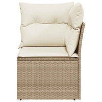 Divano Angolare da Giardino con Cuscini Beige in Polyrattan 366074