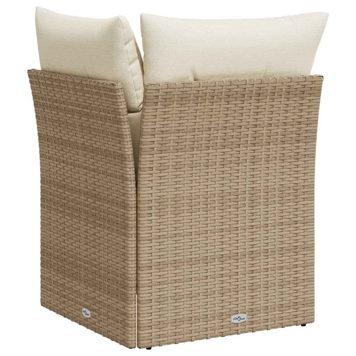 Divano Angolare da Giardino con Cuscini Beige in Polyrattan 366074