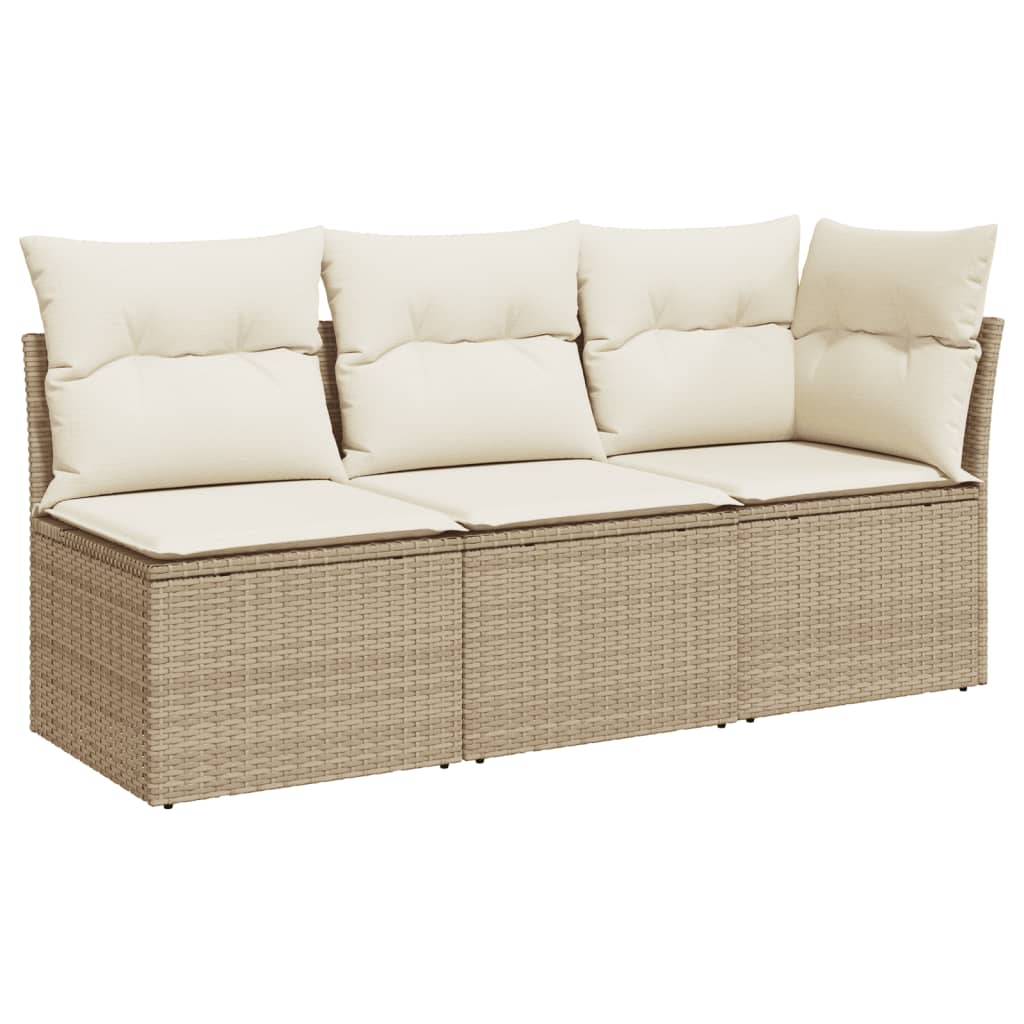 Divano da Giardino con Cuscini a 3 Posti Beige in Polyrattan 366076