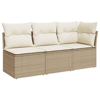 Divano da Giardino con Cuscini a 3 Posti Beige in Polyrattan 366076