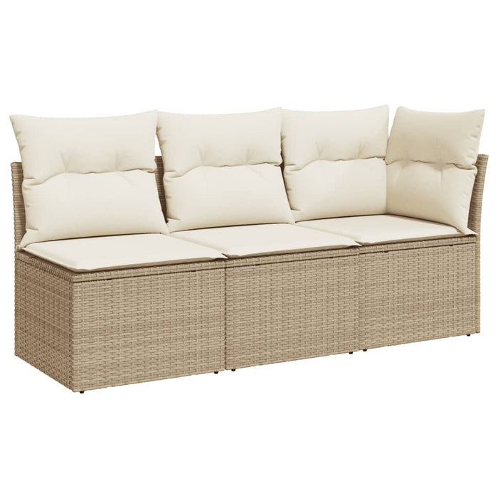Divano da Giardino con Cuscini a 3 Posti Beige in Polyrattan 366076