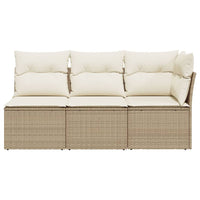 Divano da Giardino con Cuscini a 3 Posti Beige in Polyrattan 366076