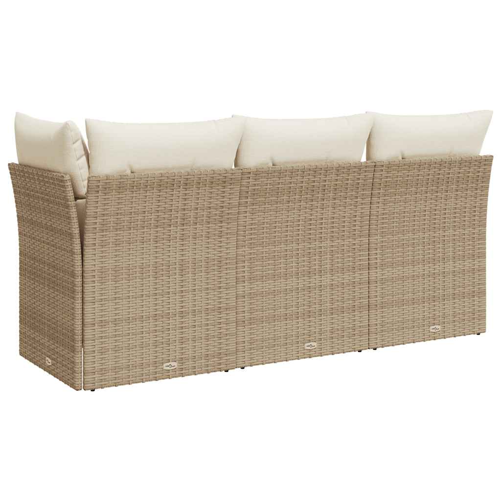 Divano da Giardino con Cuscini a 3 Posti Beige in Polyrattan 366076