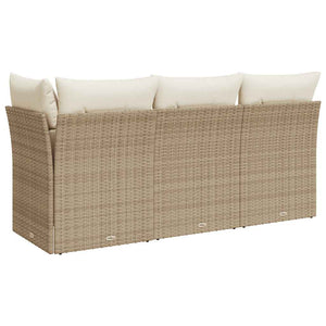 Divano da Giardino con Cuscini a 3 Posti Beige in Polyrattan 366076