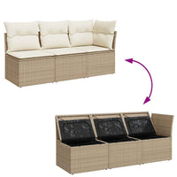 Divano da Giardino con Cuscini a 3 Posti Beige in Polyrattan 366076