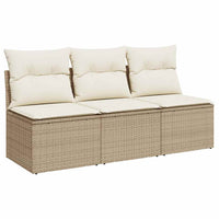 Divano da Giardino con Cuscini a 3 Posti Beige in Polyrattan 366077
