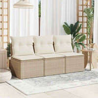Divano da Giardino con Cuscini a 3 Posti Beige in Polyrattan 366077