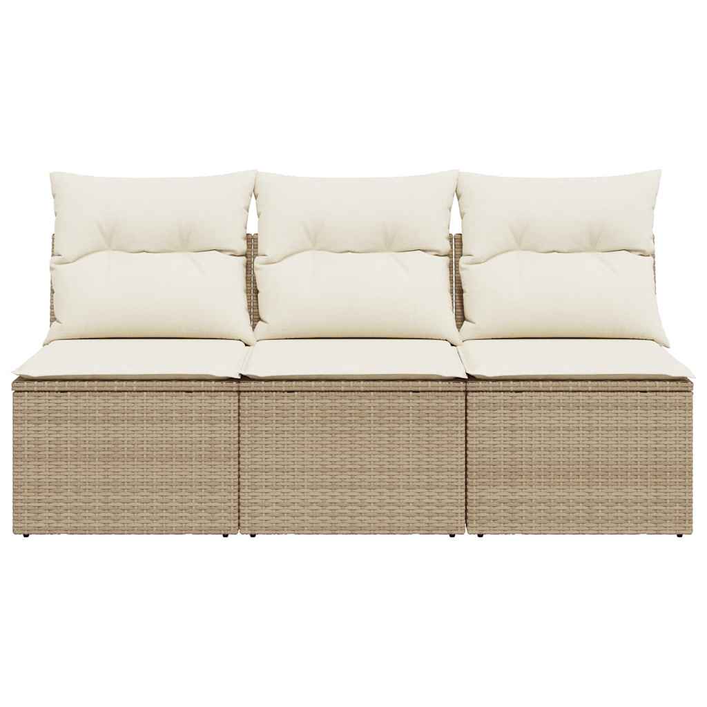 Divano da Giardino con Cuscini a 3 Posti Beige in Polyrattan 366077