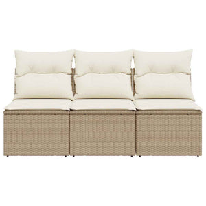 Divano da Giardino con Cuscini a 3 Posti Beige in Polyrattan 366077