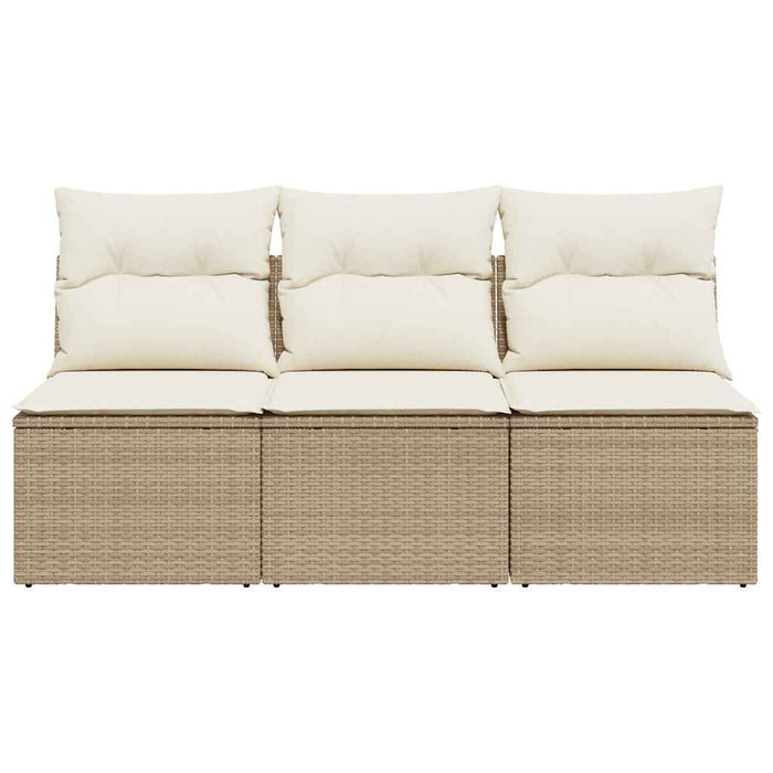 Divano da Giardino con Cuscini a 3 Posti Beige in Polyrattan 366077