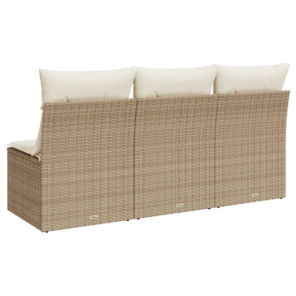 Divano da Giardino con Cuscini a 3 Posti Beige in Polyrattan 366077