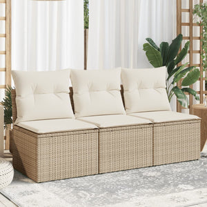 Divano da Giardino con Cuscini a 3 Posti Beige in Polyrattan 366077