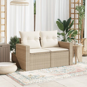 Divano da Giardino con Cuscini a 2 Posti Beige in Polyrattan 366078