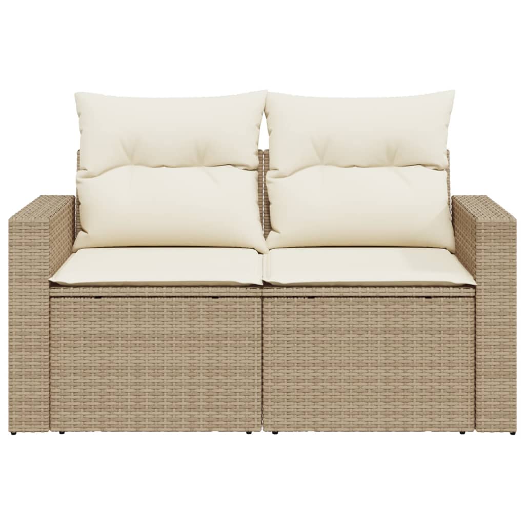 Divano da Giardino con Cuscini a 2 Posti Beige in Polyrattan 366078
